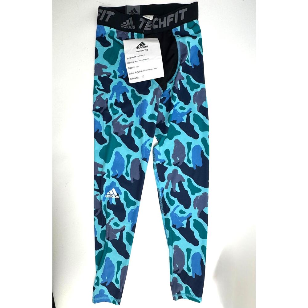 adidas x N.E.R.D. Pharrell TECHFIT Camo Leggings Sample FW17 Blue Size M NWT